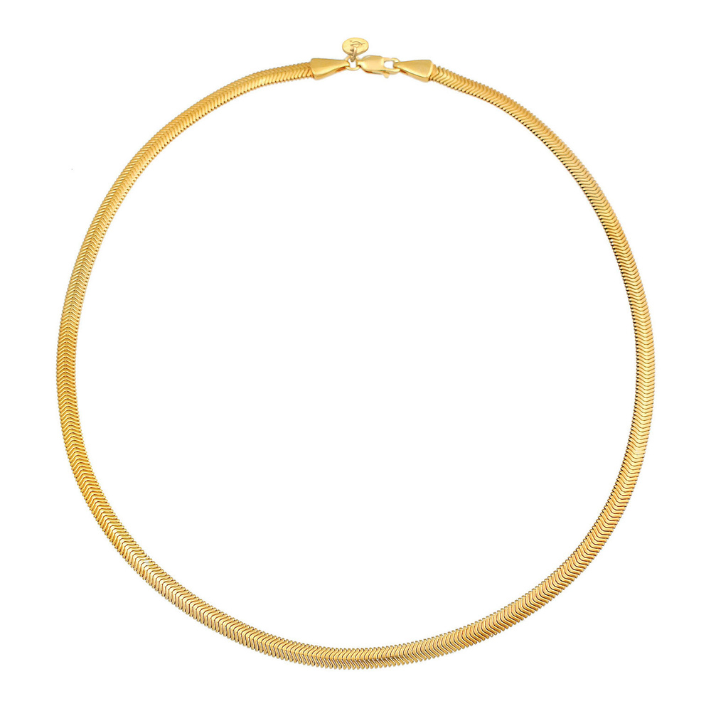 Elli PREMIUM Elli PREMIUM Collier Chaîne de serpent plate et élégante à chevrons pour dames, b Bijoux