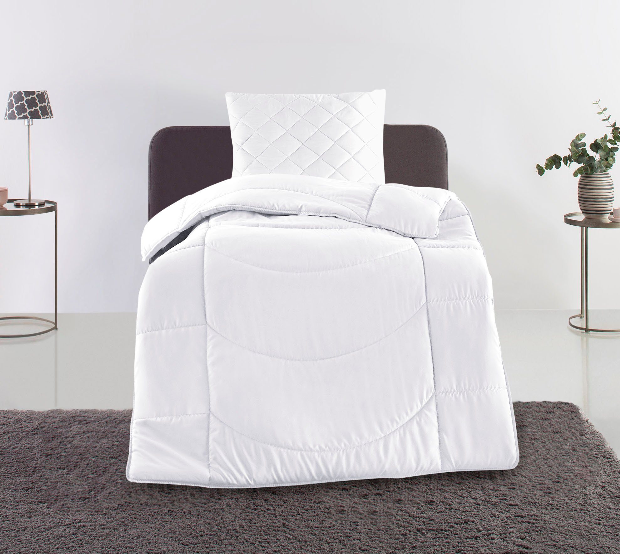 Steppbett + Kopfkissen, Microlux, in 4 Farben erhältlich, my home, Füllung: Polyester, 2-Tlg. Set in 135x200cm & Kissen 80x80 cm.