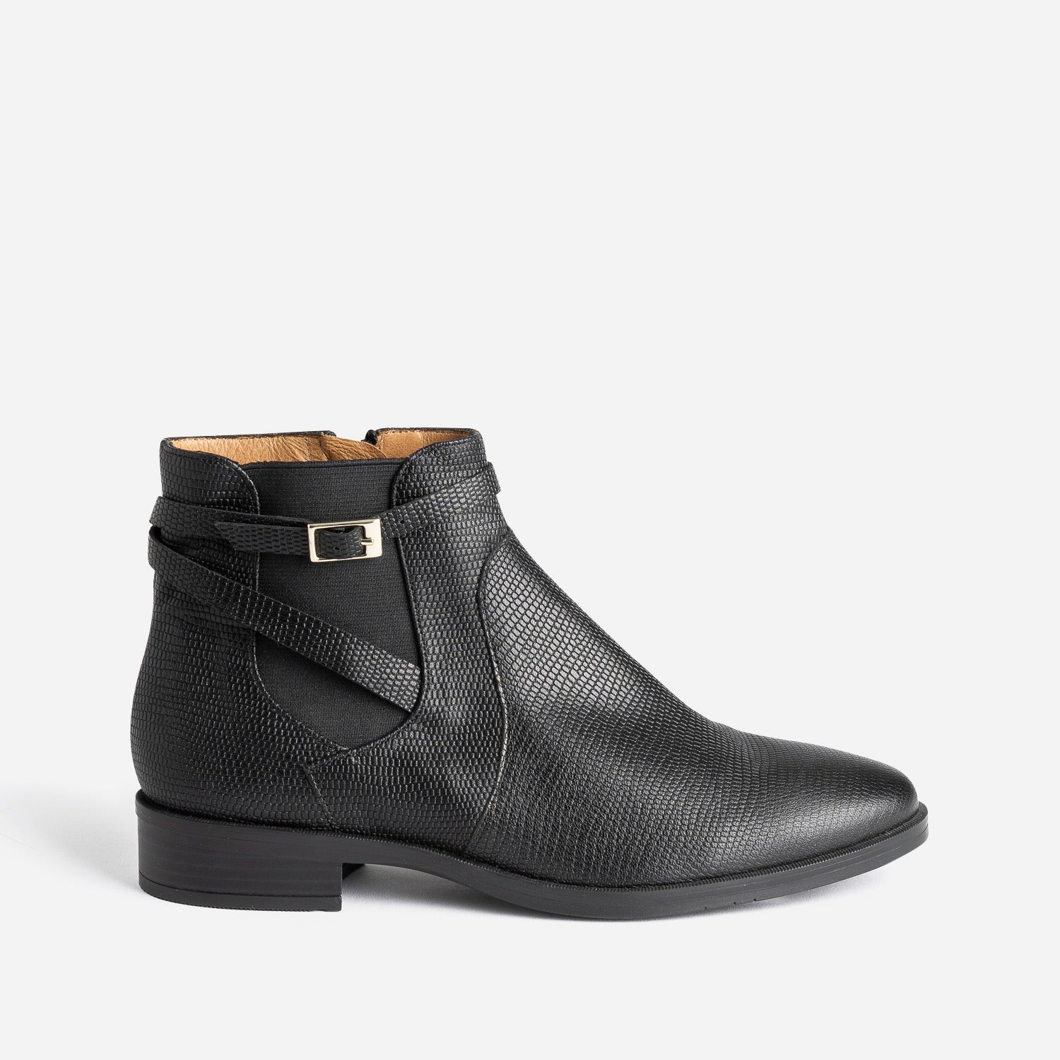 Chelsea boots ERAM FLEX noir cuir embossé à bride