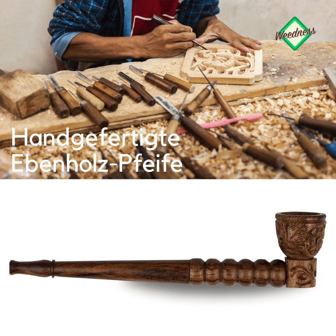Weedness Signalpfeife Aktivkohlefilter-Pfeife 17 cm aus Ebenholz Handgeschnitzt Tabak, (1-St)