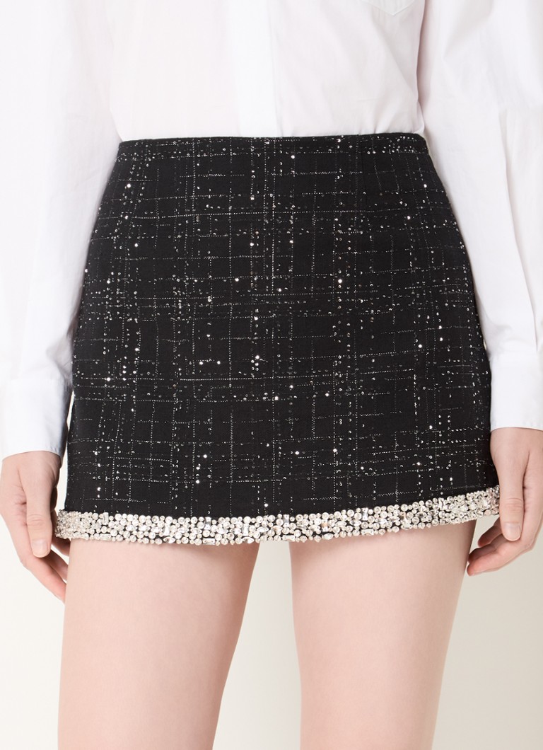 Maje mini culottes with tweed look and rhinestones