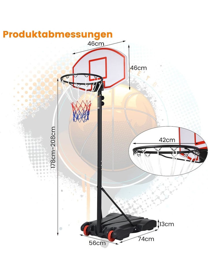 COSTWAY Basketballständer in Schwarz günstig kaufen 70 cm