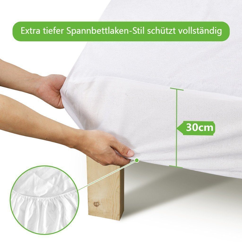 Matratzenschoner TVIRD, wasserdichte Matratzenauflage aus Bambusfaser 200x135 cm