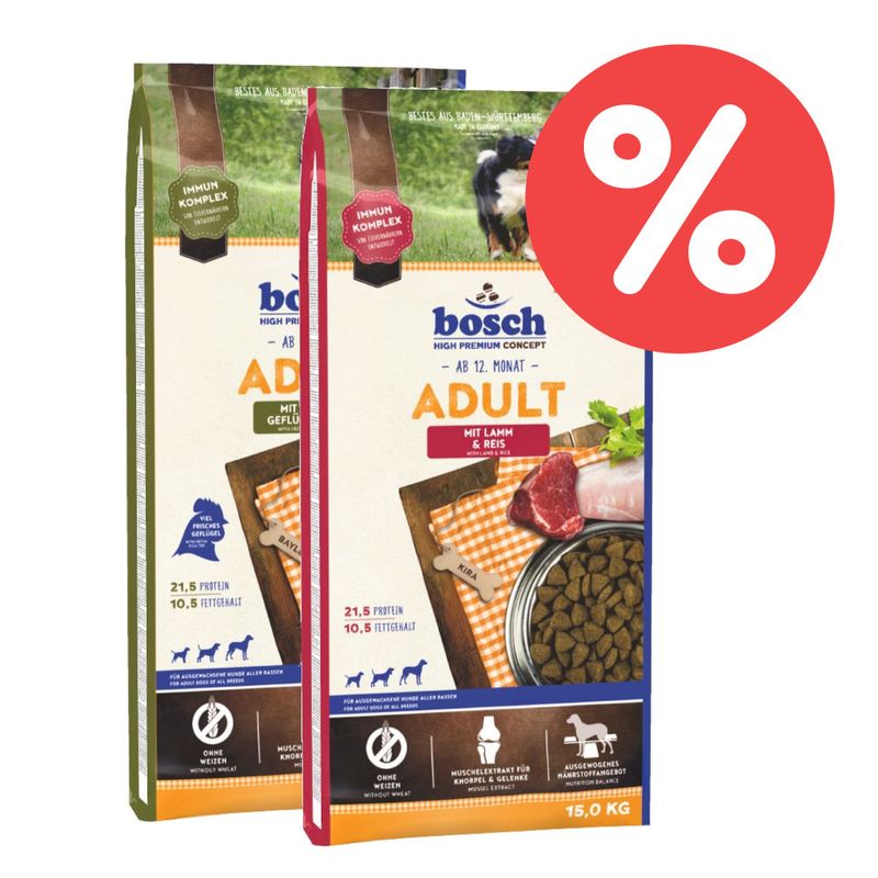 Mix-Sparpaket bosch Adult Trockenfutter 2 x 15 kg