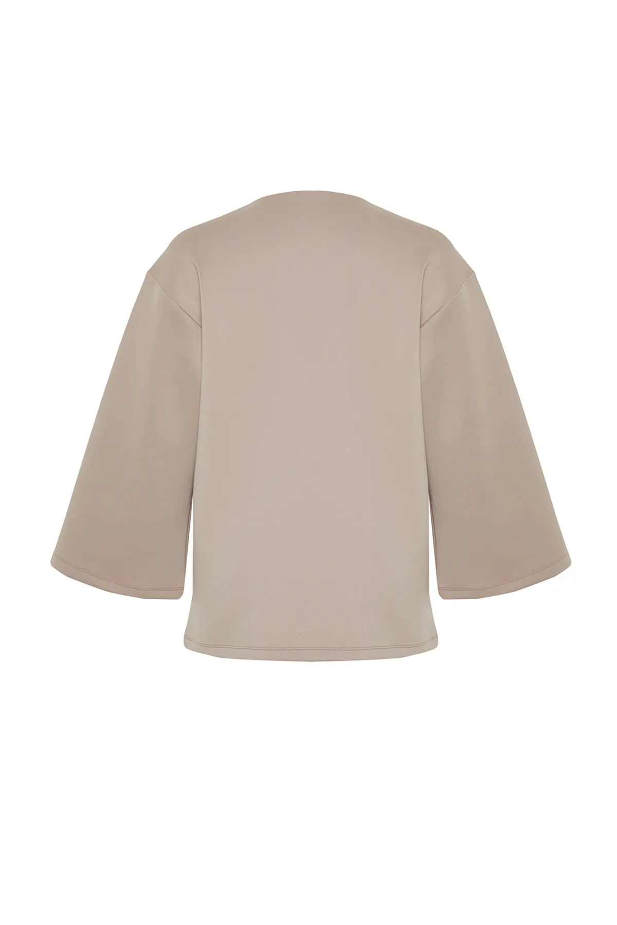 Trendyol Modest  Beiges Sweatshirt mit Reißverschluss vorne und detailliertem, stilvollem Taucher-/Tauchsport-Strickpullover TCTSS24UK00032