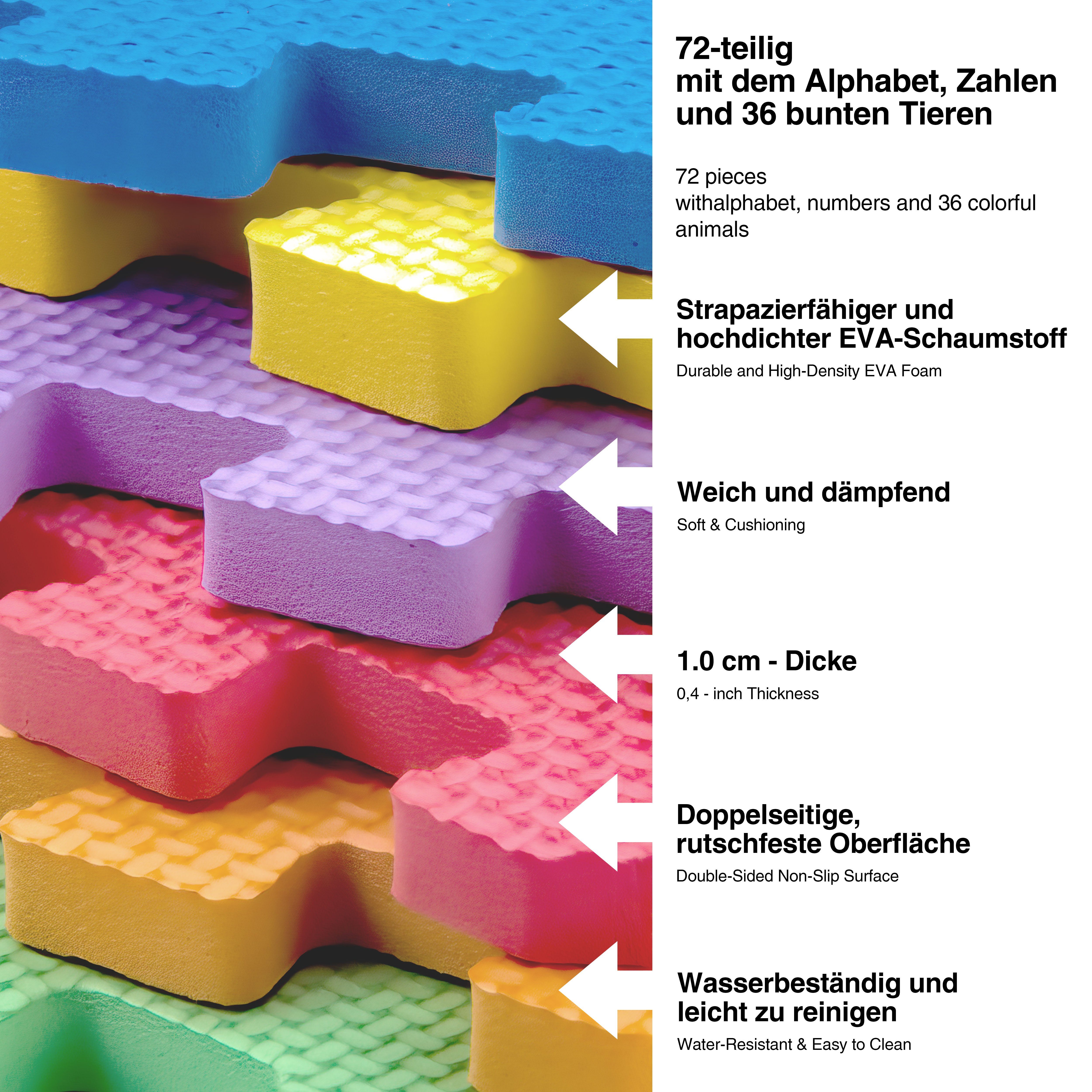 all Kids United Bodenmatte XXL Kinder-Spielteppich (72-St), Buchstaben Spielmatte