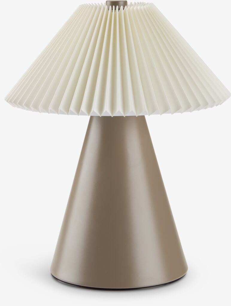 Luminária a bateria ESMUND Ø17xH20cm marrom e branca com temporizador