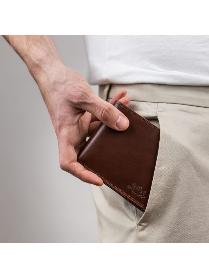 SID & VAIN Leder-Geldbörse echt Leder Geldbeutel handgefertigt Portemonnaie in braun günstig kaufen onesize