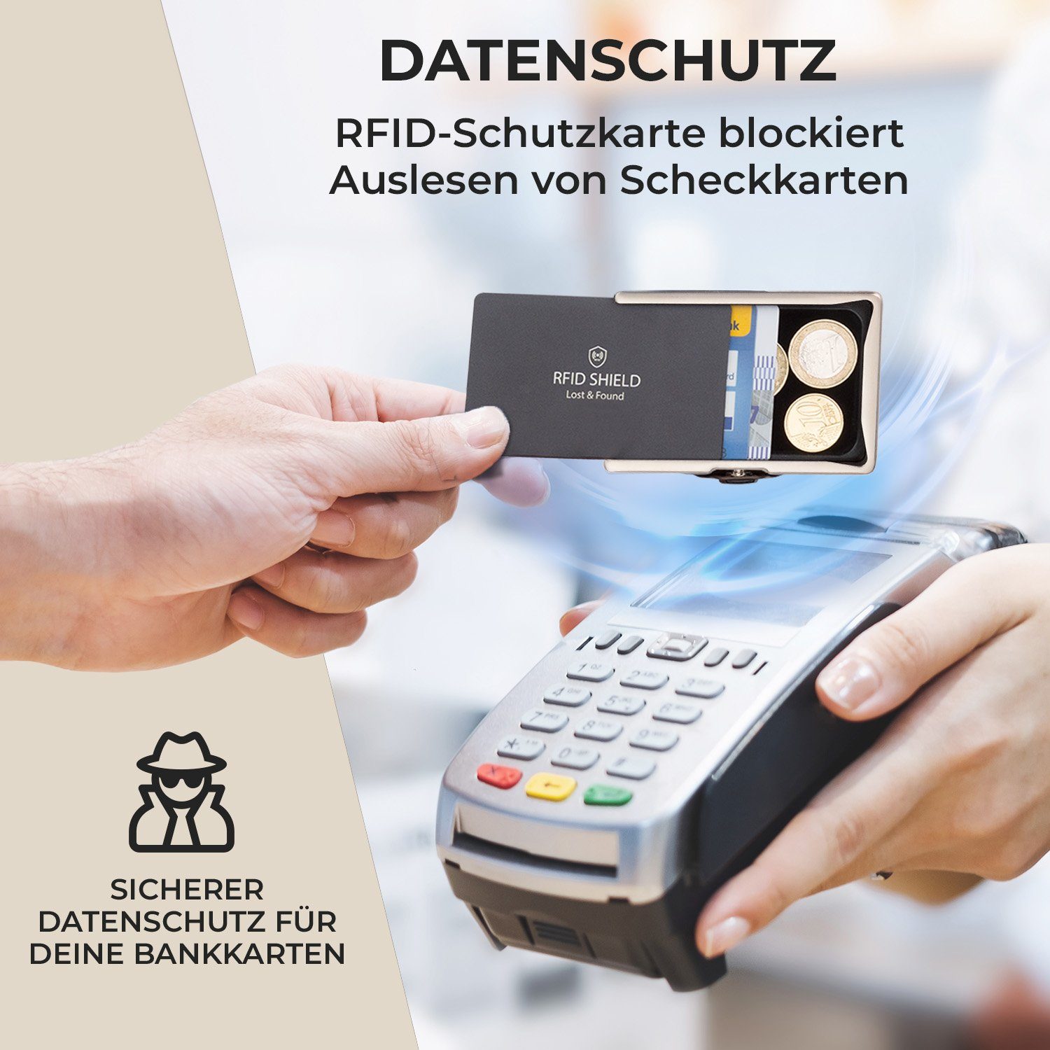 Slimpuro Geldbörse ZNAP Slim Wallet 8 Karten (Set), Portemonnaie RFID-Schutz Bankkarten Geldscheine Münzen Damen Herren