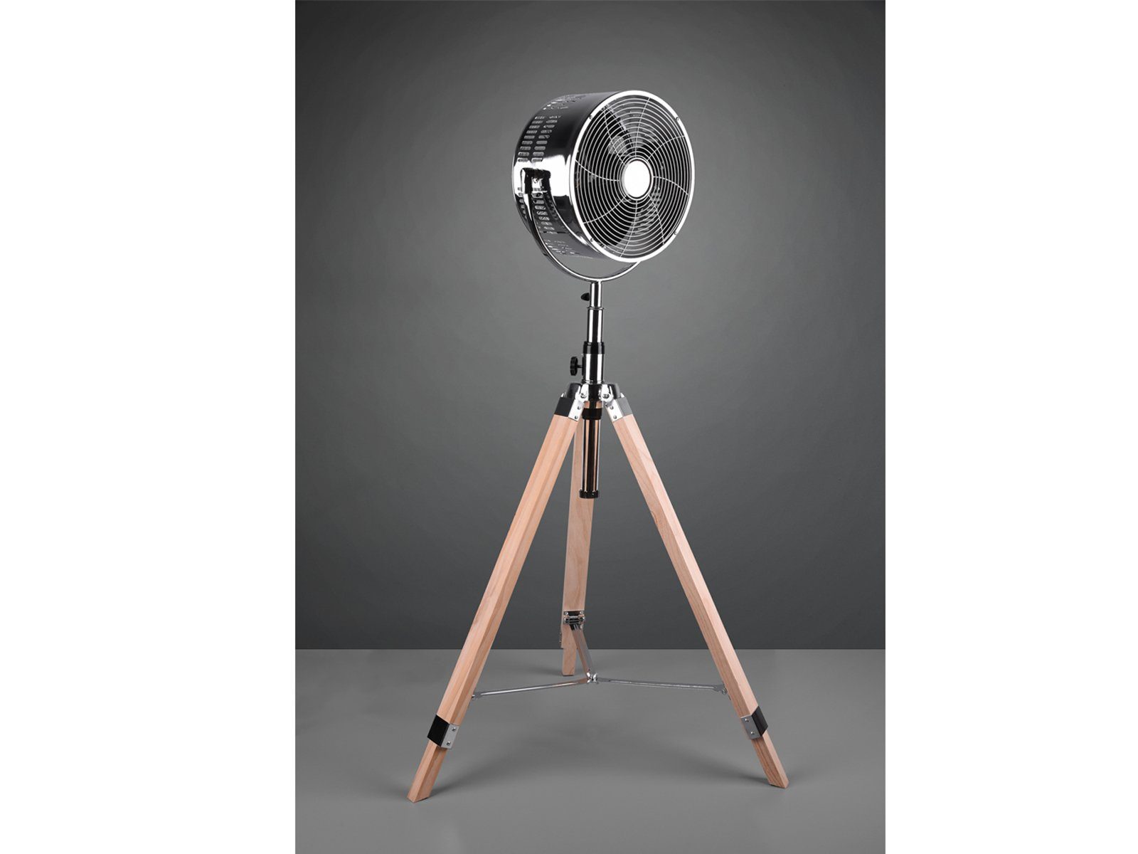 TRIO Standventilator, Großer Design Raum-Lüfter Windmaschine Zimmer-Ventilator, Holz-Beine