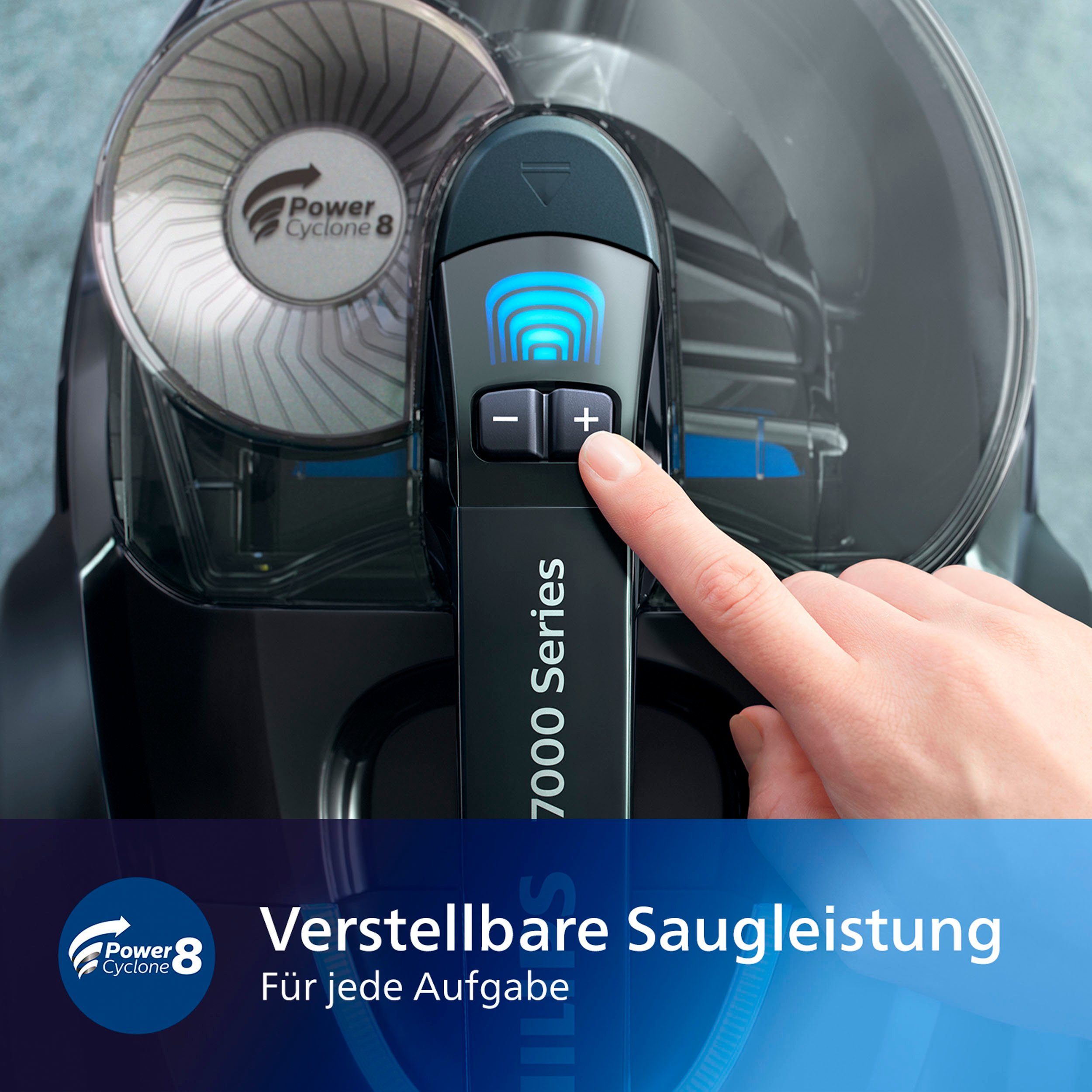 Philips Bodenstaubsauger FC9741/09, 900 W, beutellos, mit 2,0 l Fassungsvermögen und Tri-Active+-Düse