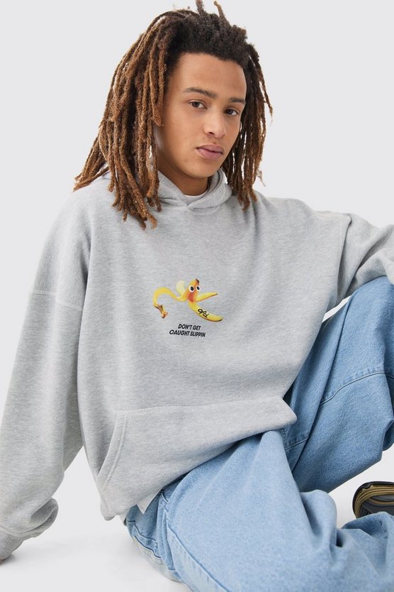 Kastiger Oversize Hoodie mit Print