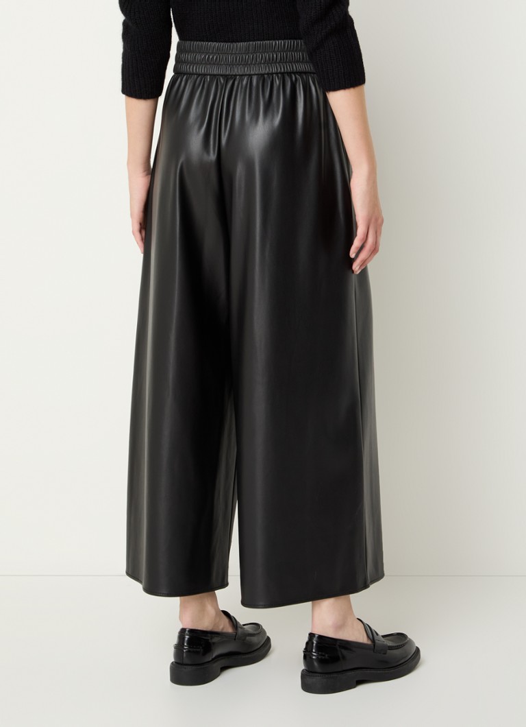 MaxMara Gennaro high waist wide fit cropped faux leather palazzo trousers with side pockets