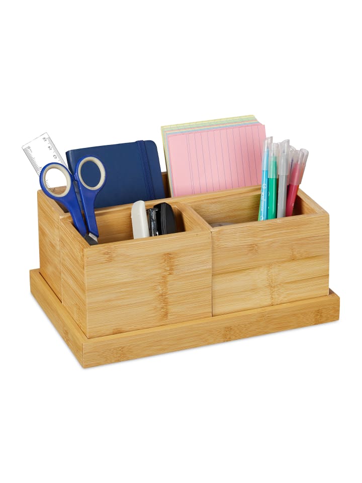 relaxdays 4 tlg. Schreibtisch Organizer Set in Natur günstig kaufen onesize