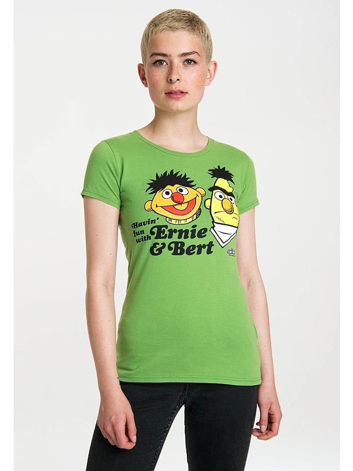 Logoshirt T-Shirt Sesamstraße – Ernie & Bert in grün günstig kaufen M