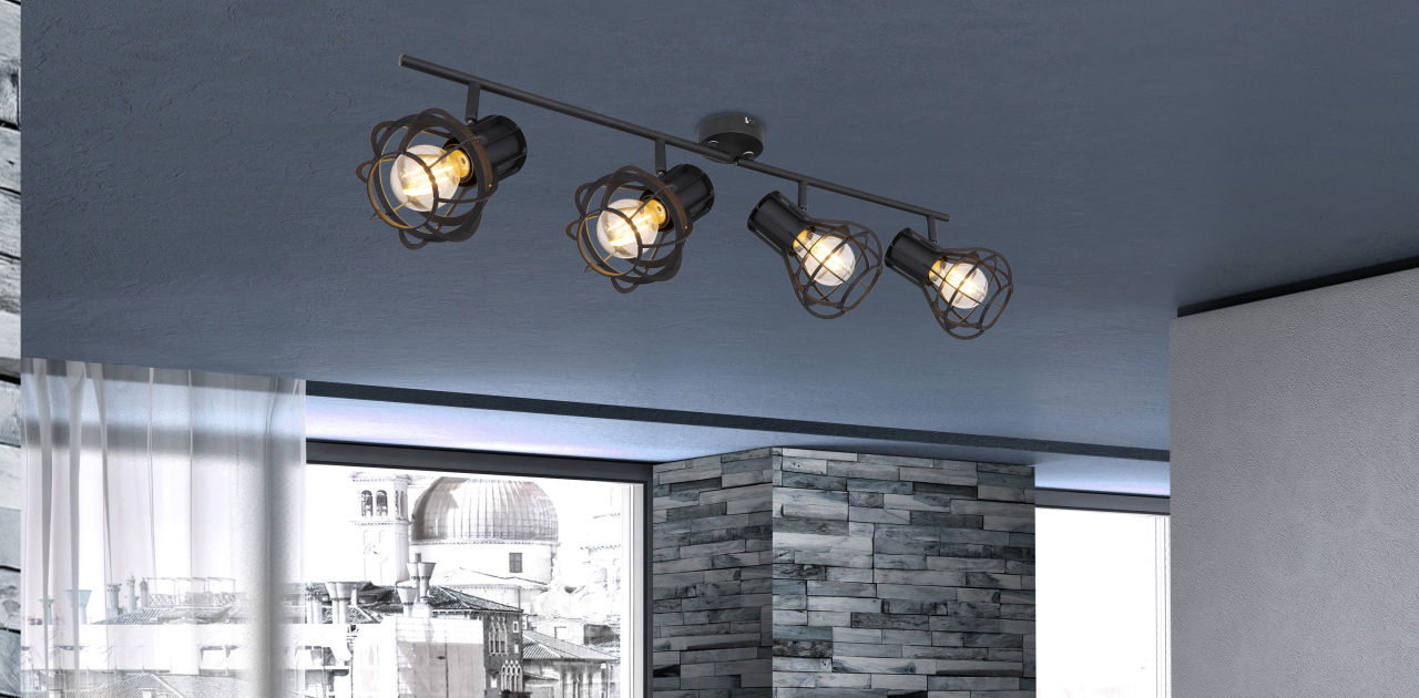 Globo Lighting - CLASTRA - Strahler Metall schwarz matt, 4x E27