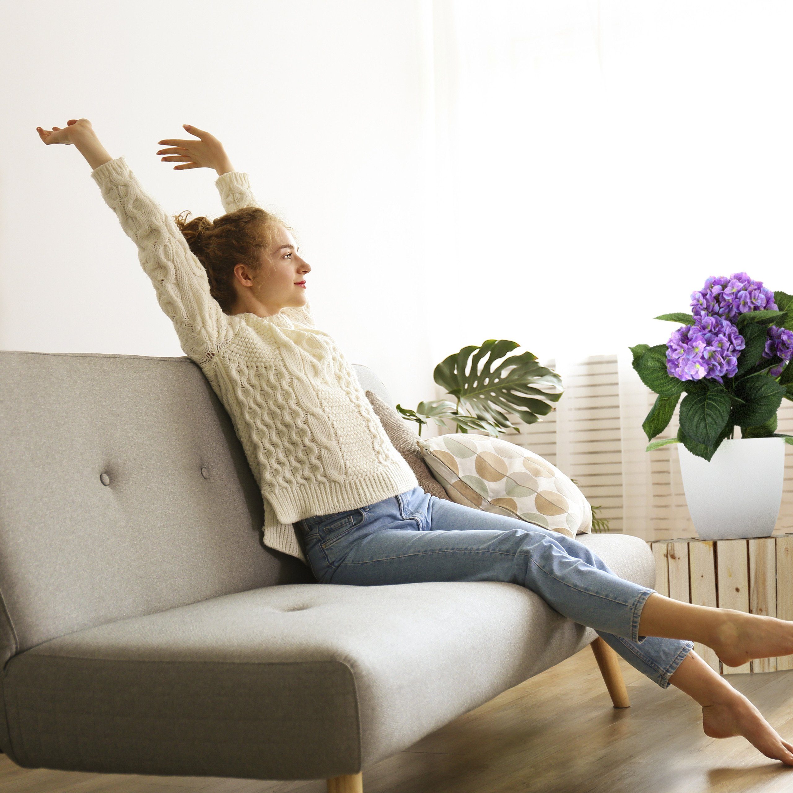 relaxdays Blumenhocker Naturbelassener Blumenhocker