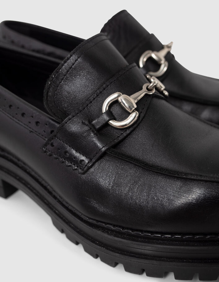 Mocassins noirs cuir semelles crantées Femme