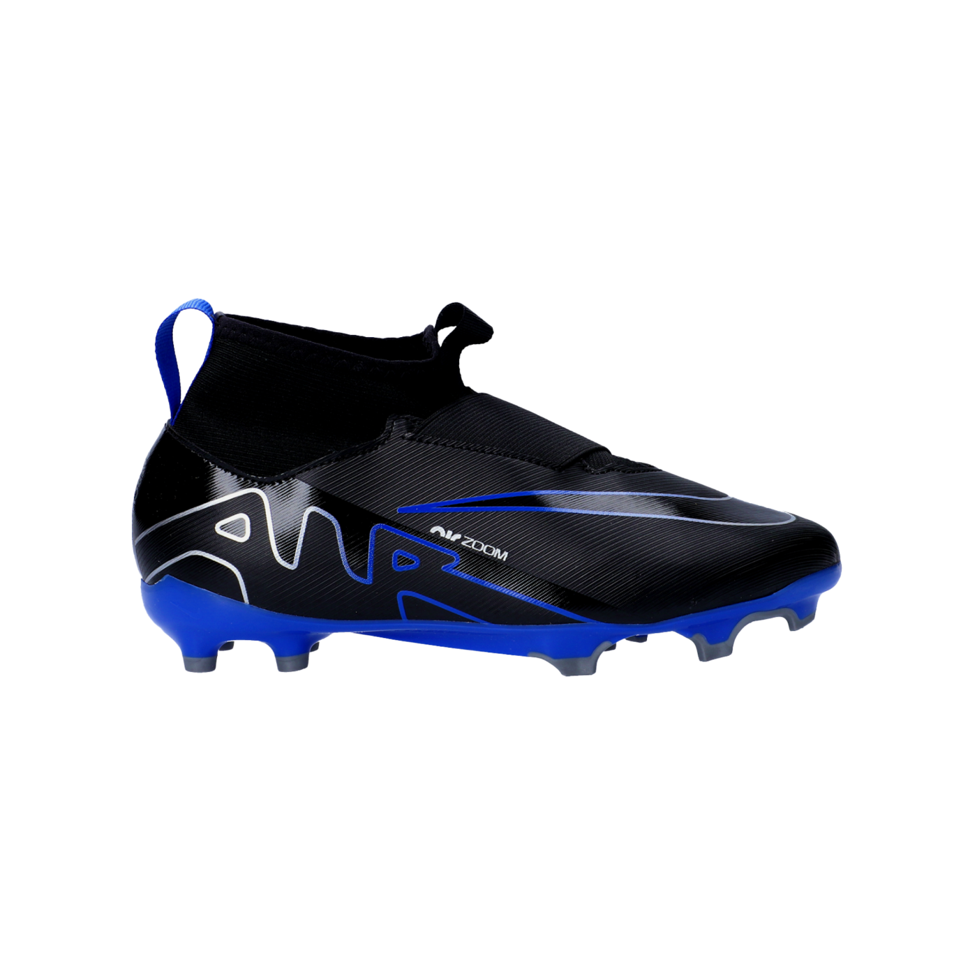 Nike Jr Air Zoom Mercurial Superfly IX Academy FG/MG Kids Schwarz Silber Blau F040