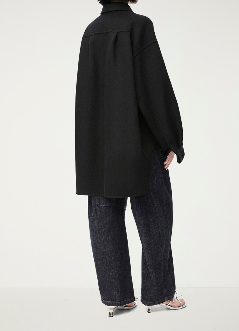 LOEWE Oversized overshirt in cashmere blend with lambskin details