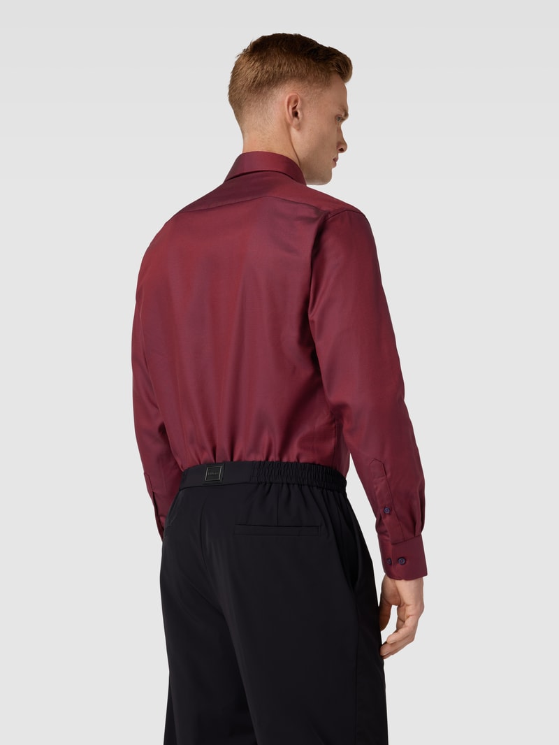 Comfort Fit Business-Hemd mit Brusttasche in bordeaux rot