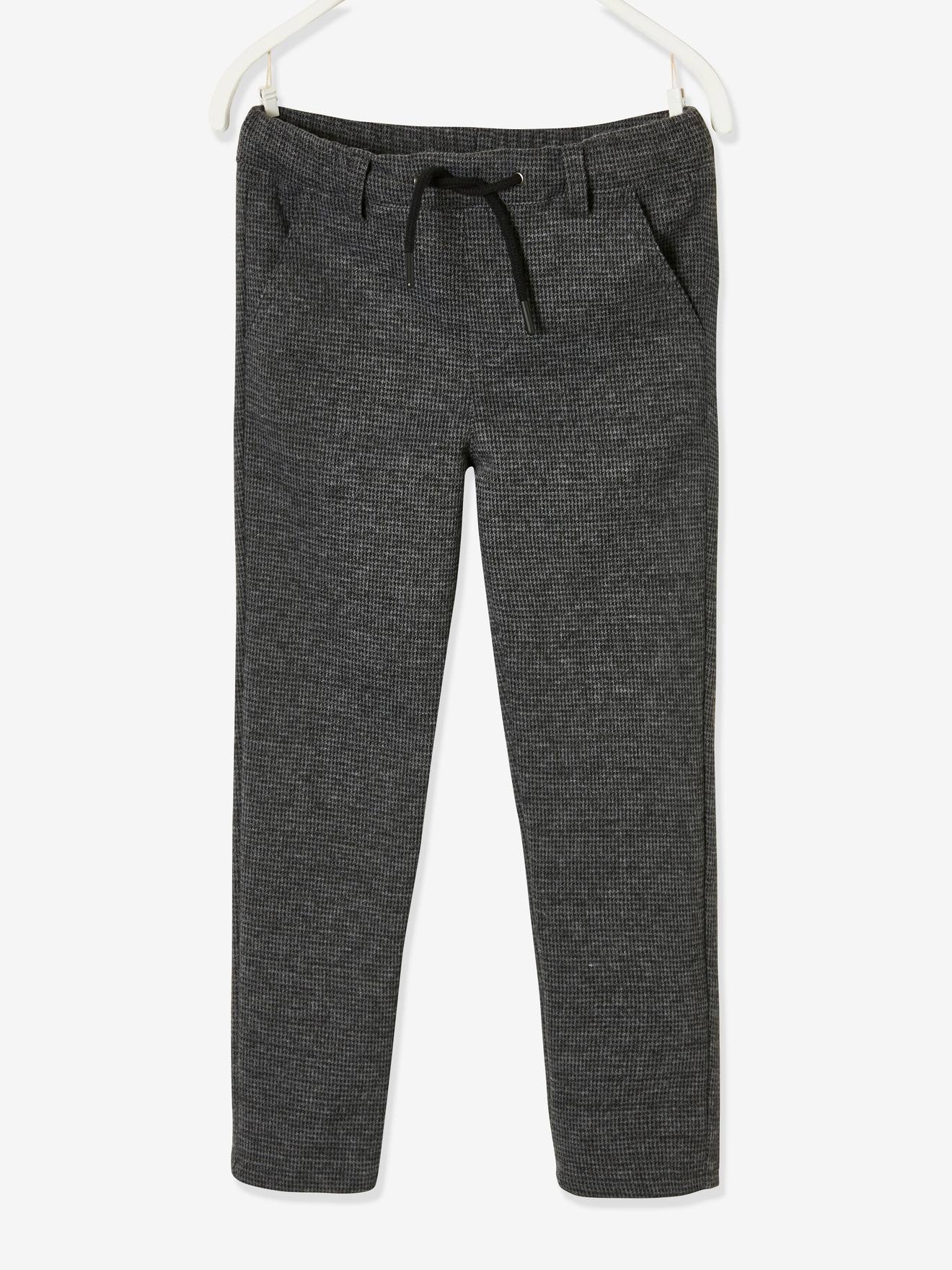 Pantalon à carreaux en lainage doux facile à enfiler garçon carreaux gris fonce
