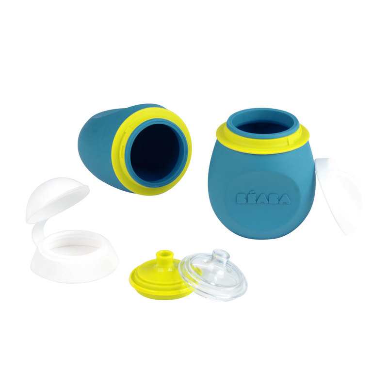 Lot de 2 gourdes Babysqueez bleu Beaba