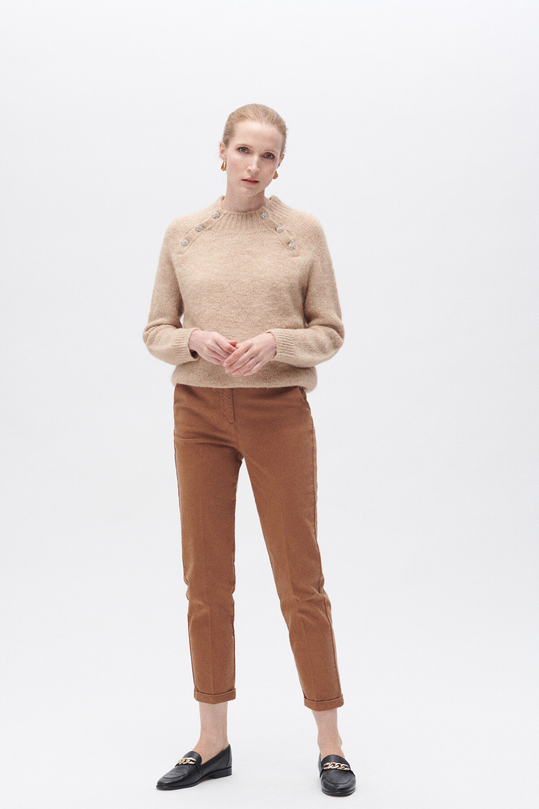 Pantalon pachille marron cognac femme