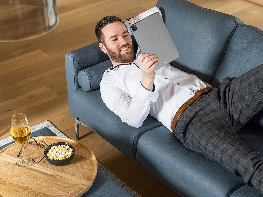 KAUTSCH.com 3-Sitzer LOTTA, L-Form, Ecksofa, abnehmbarer Longchair, 100 % europäisches Rindsleder, zerlegbares System, modular erweiterbar, hochwertiger Kaltschaum, Wellenfederung