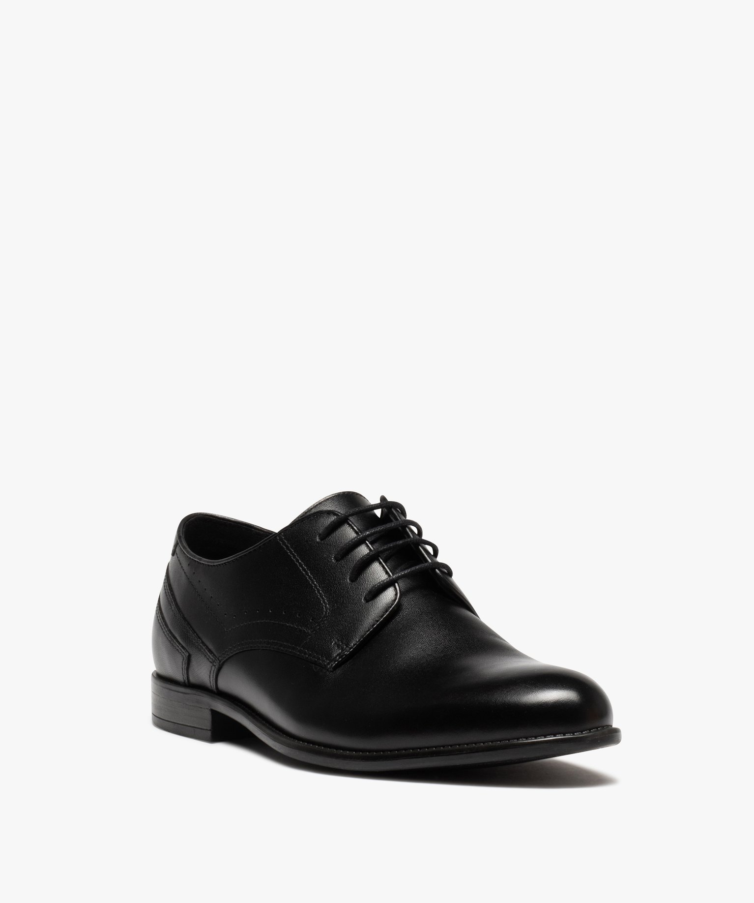 Derbies homme unies en cuir à lacets ronds noir | GEMO