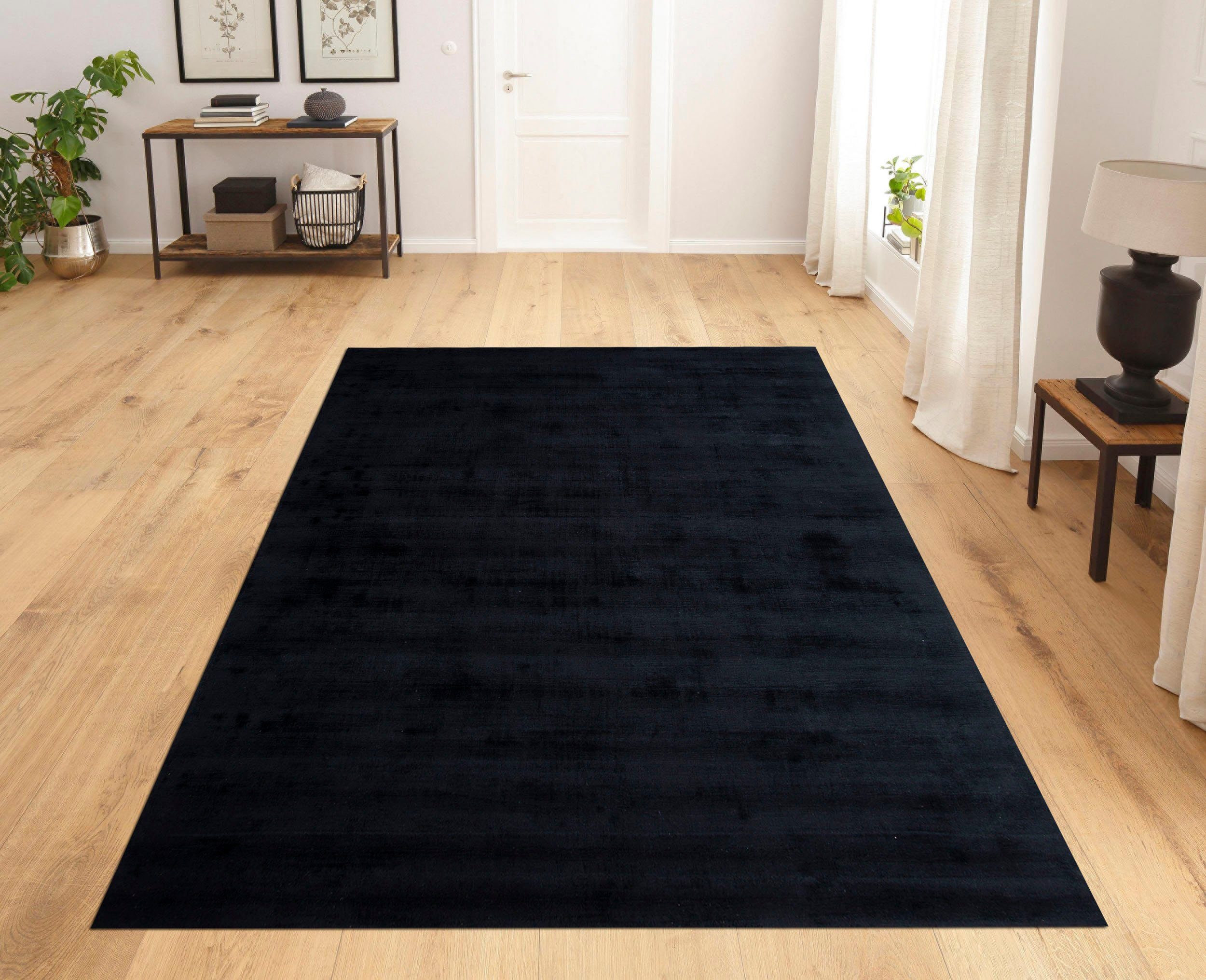Teppich Soley, Kurzflor-Teppich, Viskose, Leonique, rechteckig, Höhe: 12 mm, Seiden-Optik, Handweb Teppiche, Wohnzimmer, Schlafzimmer, Esszimmer