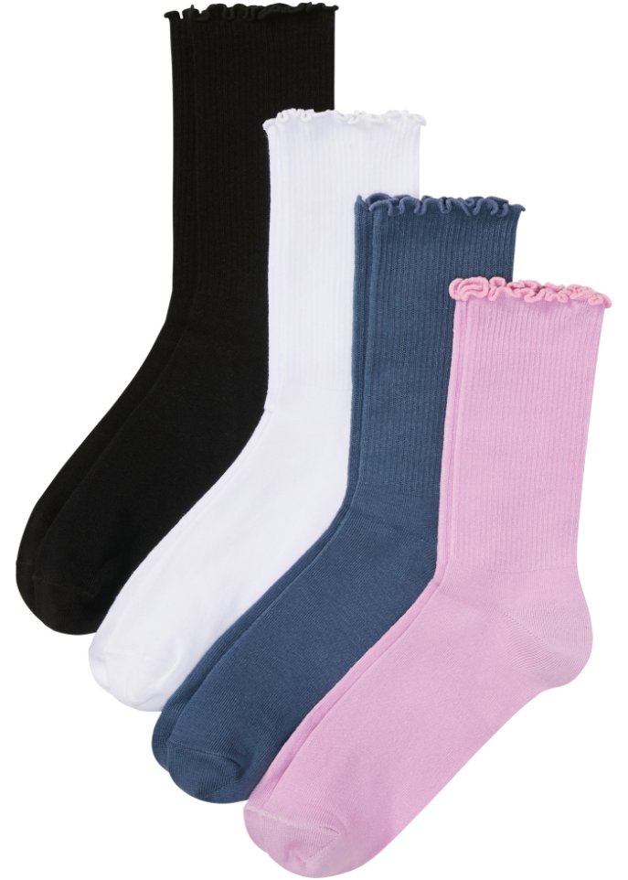 Rippsocken (4er Pack) mit Rüschenkante mit Bio-Baumwolle