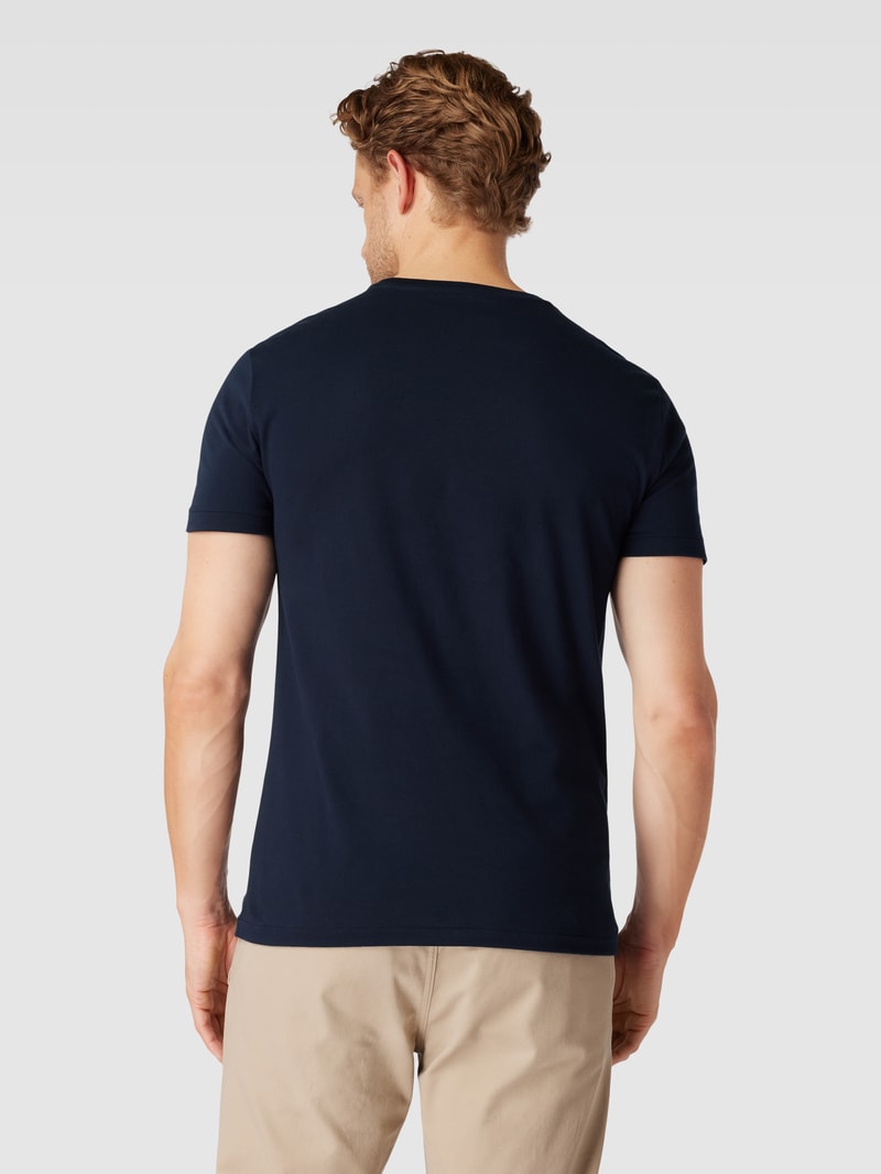 T-Shirt mit Logo-Stitching in marineblau