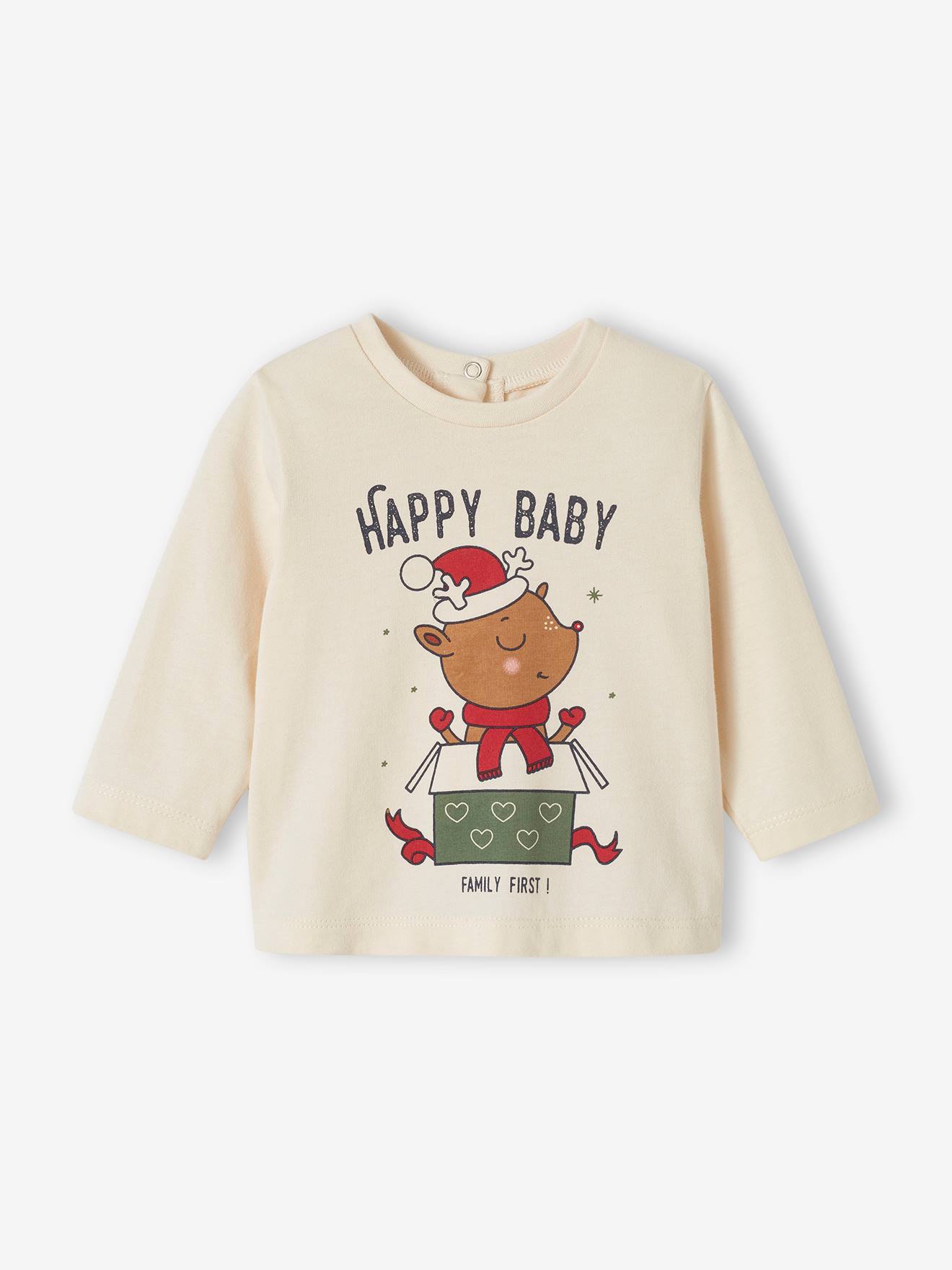 Vertbaudet Baby Weihnachts-Schlafanzug Capsule Collection FAMILY FIRST Oeko-Tex - wollweiß