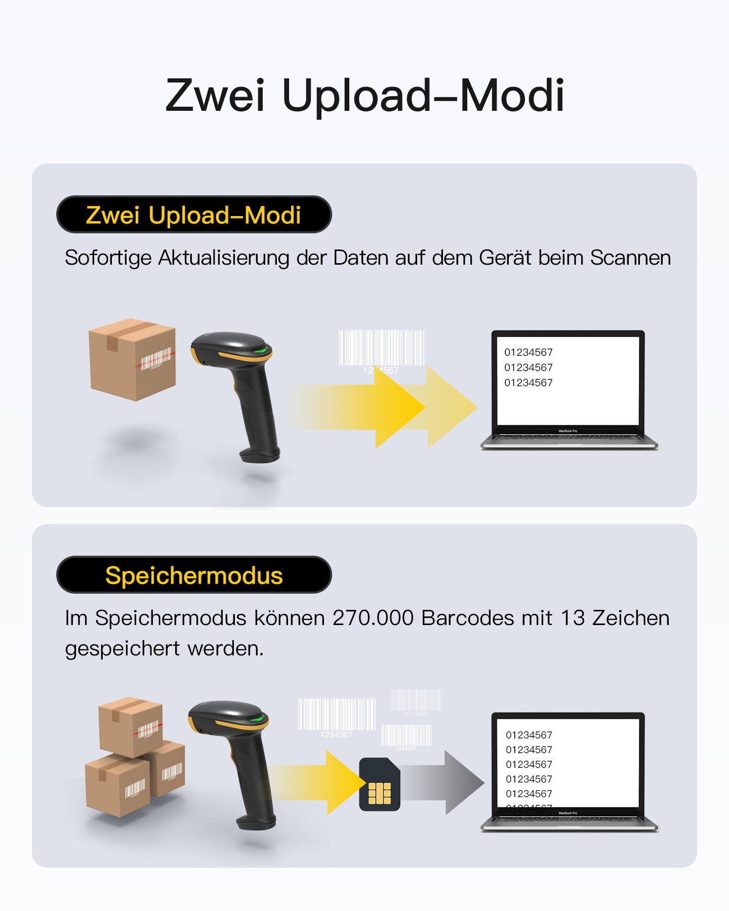 Inateck 1D Bluetooth Barcode Scanner Handscanner, (Unterstützen Selbst Entwickelte App und SDK)