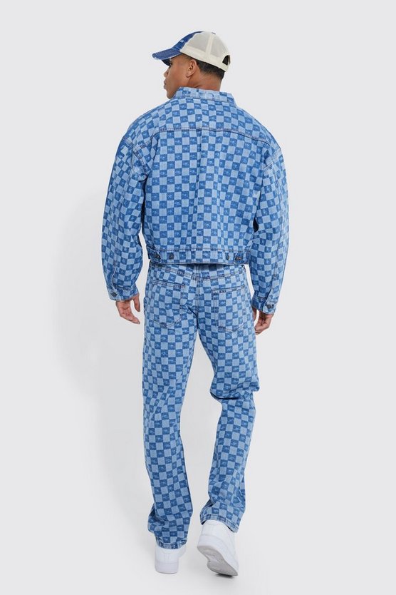 Lockere Jeans mit Schachbrett-Print