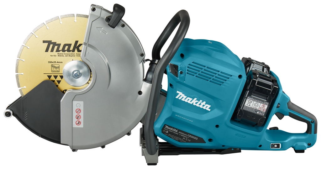 Scie à tronçonner Makita CE002GT202X 355 mm, 2 x 40 V Max, 2 batteries Li-Ion 5,0 Ah avec émetteur AWS