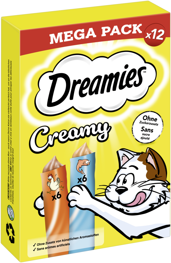 Dreamies Snacks Dreamies Creamy Mega Pack Huhn und Lachs 12x10g