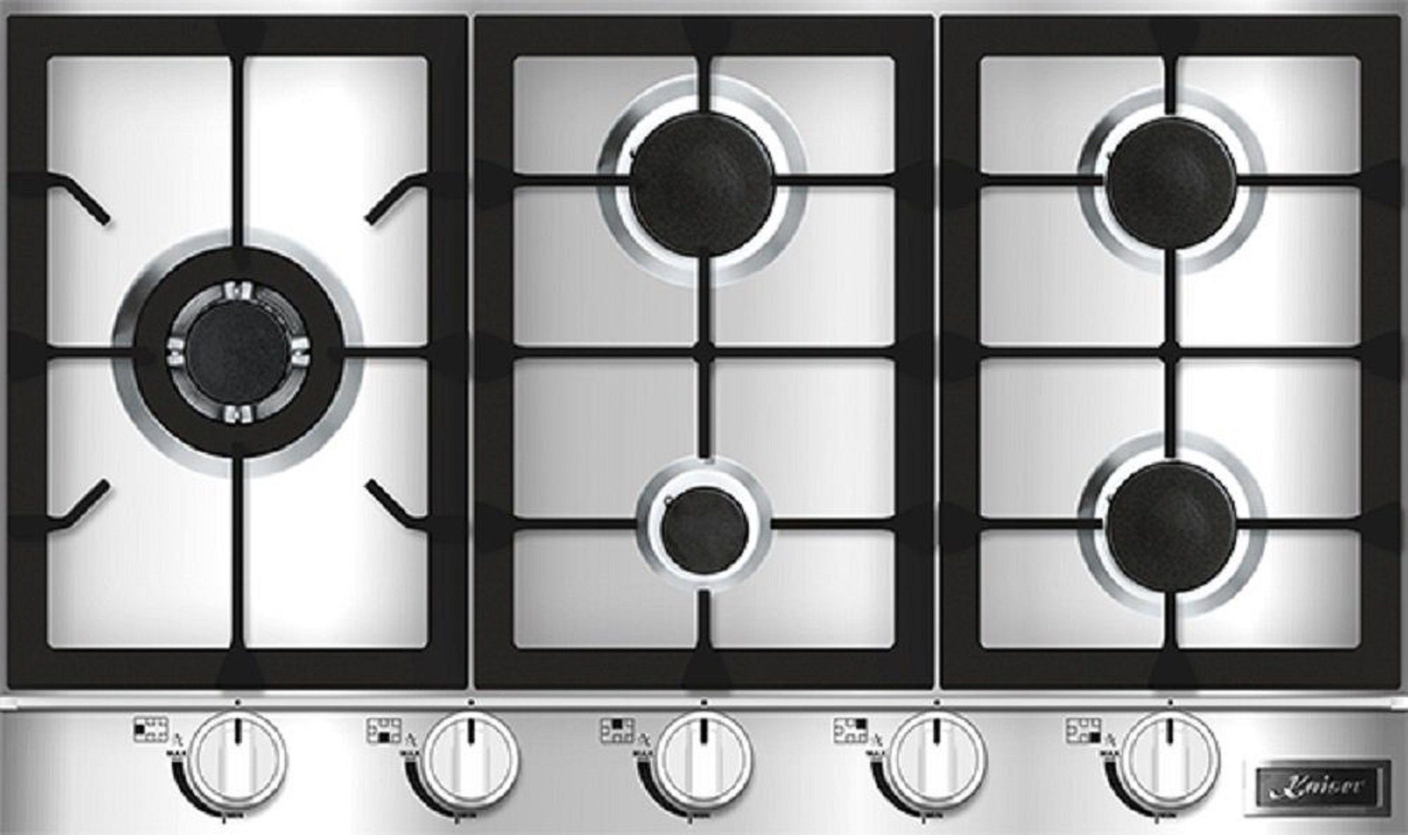 Kaiser Küchengeräte Backofen-Set EG 9371+KG 9357, Einbau Gas Backofen 90 cm 98L +Gas-Kochfeld,Einbau Gasherd 90cm