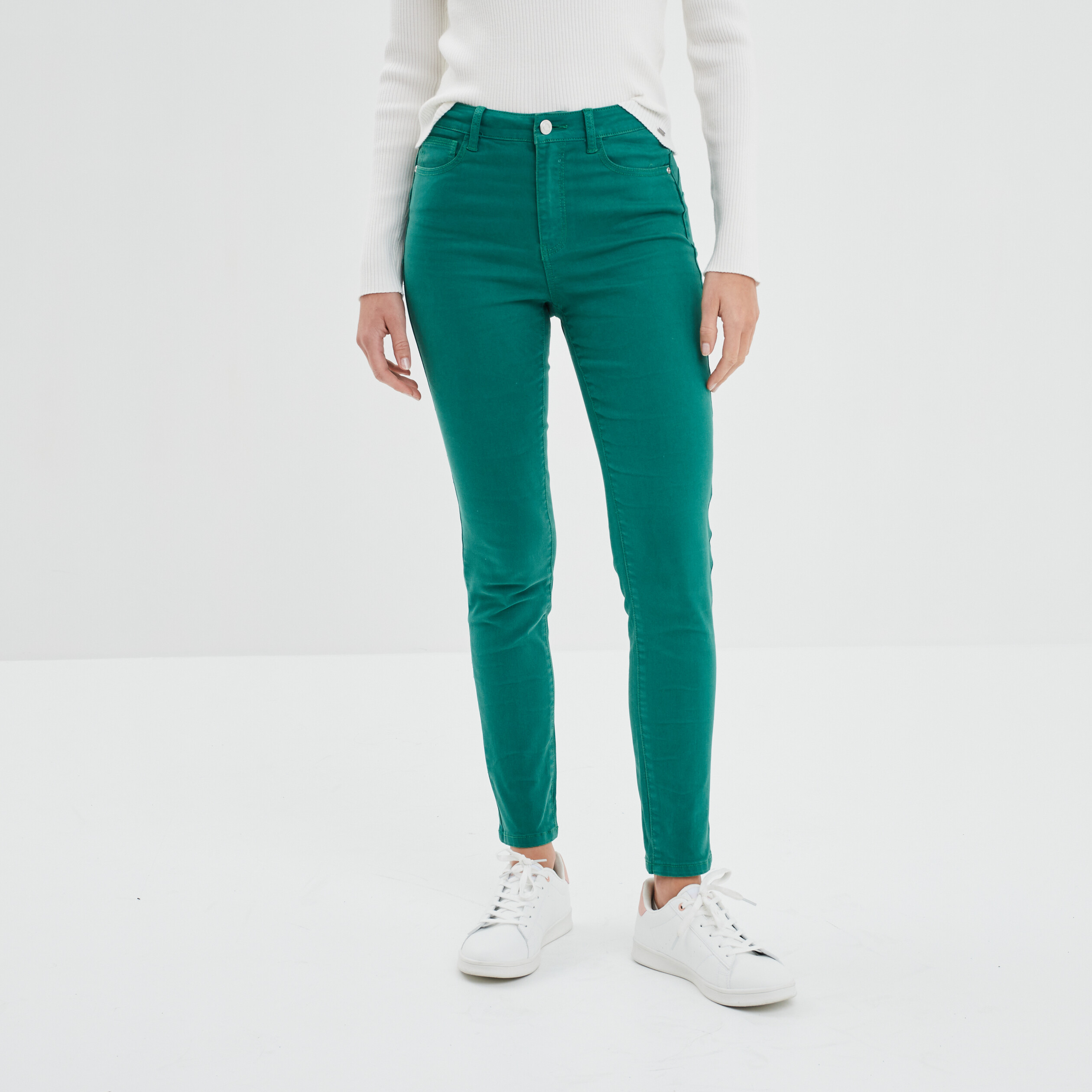 Jeans slim push up vert émeraude femme | La Halle