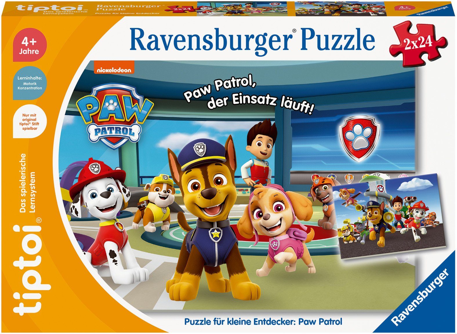 Ravensburger Puzzle tiptoi® Puzzle für kleine Entdecker: Paw Patrol, 24 Puzzleteile, (2 x 24 Teile) Made in Europe, FSC® - schützt Wald - weltweit