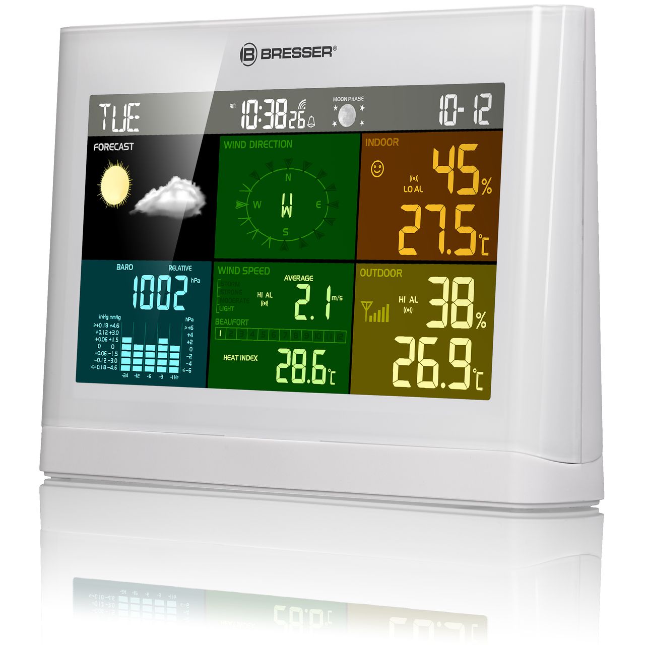 Bresser 5-in-1 Comfort Wetter Center mit Farbdisplay