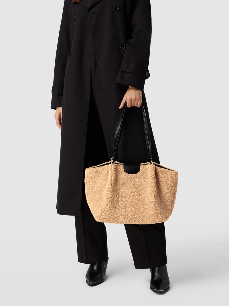 Shopper mit Teddyfell Modell 'JUTIS' in camel