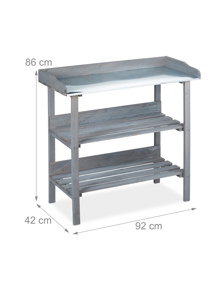 relaxdays Pflanztisch in Grau - (B)92 x (H)86 x (T)42 cm günstig kaufen onesize