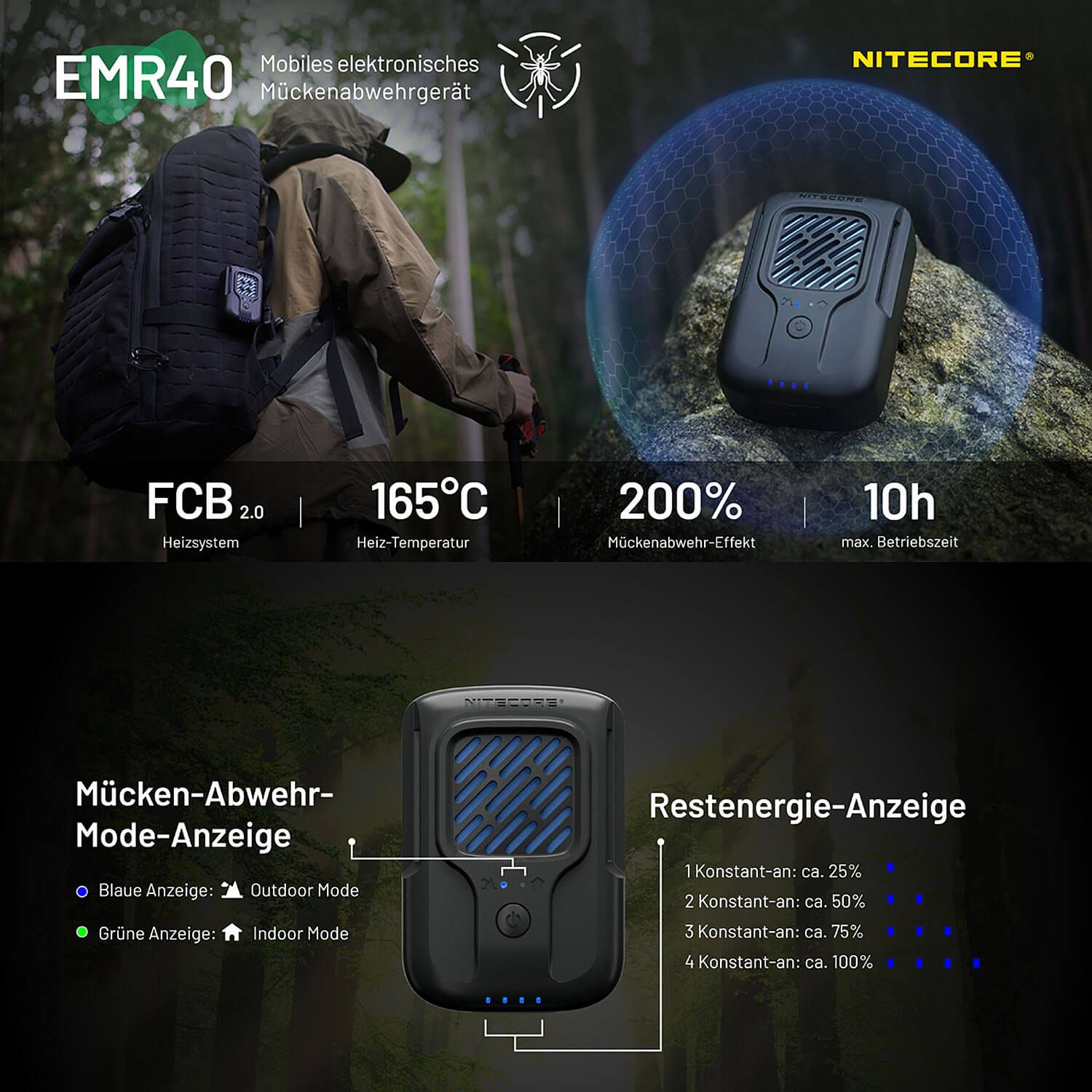 Mückenabwehrgerät EMR40 mit Akku 7800mAh