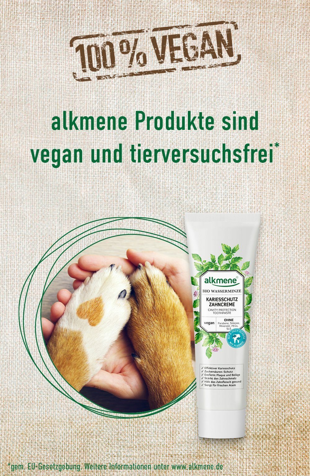 alkmene Zahnpasta Zahnpasta Bio Wasserminze - vegane Zahncreme mit 6-fach Schutz, (1-St)