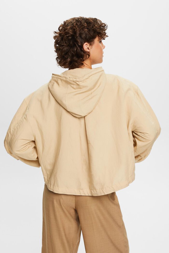 Übergangsjacke mit Kapuze, Leinenmix