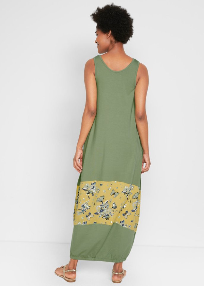 Maxi Baumwoll-Kleid in O-Form