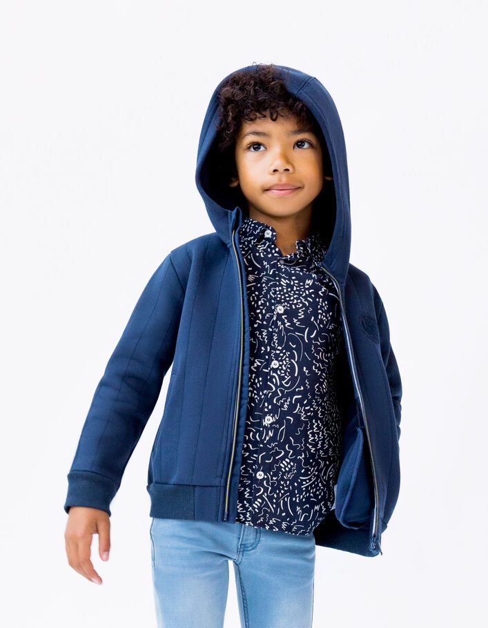 Cardigan marine molleton effet rayures garçon