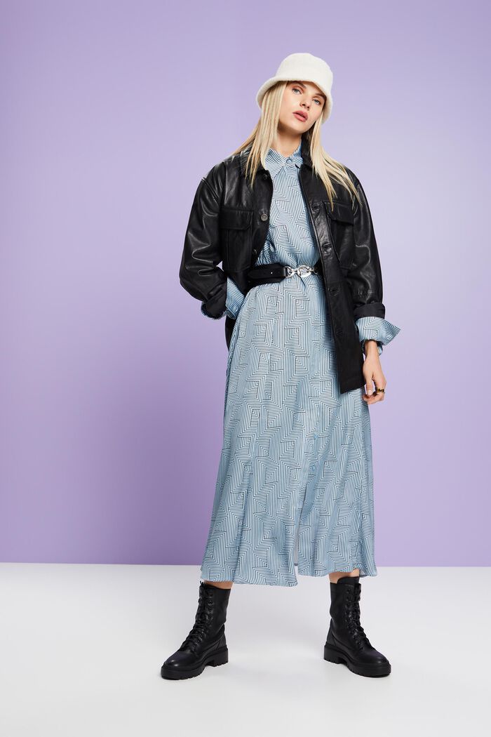 Charmeuse-Midikleid mit Gürtel